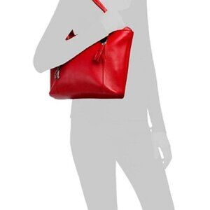 Giani Conti East West Red Leather Tote Bag handbag shoulder bag